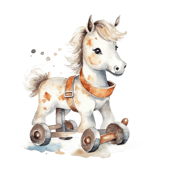 Watercolor vintage cartoon horse toy. Illustration png