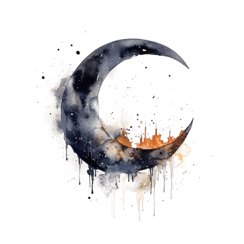 Watercolor moon. Illustration png
