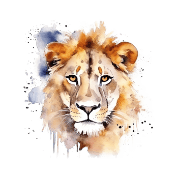 Lion watercolor head. Illustration png