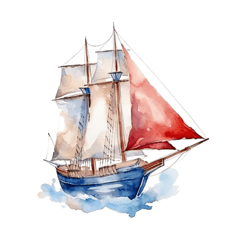 Watercolor boat. Illustration png