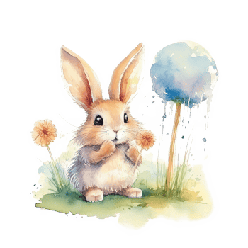 Cute watercolor bunny. Illustration png