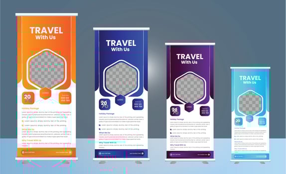 travel roll up banner design vector