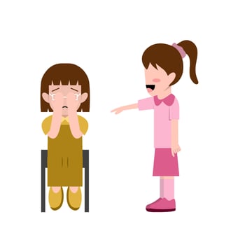 Little Girl Bullying Another Girl vector