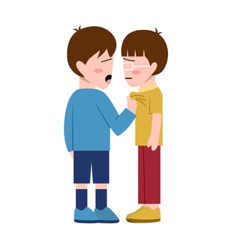 Little Boy Bullying Another Boy vector
