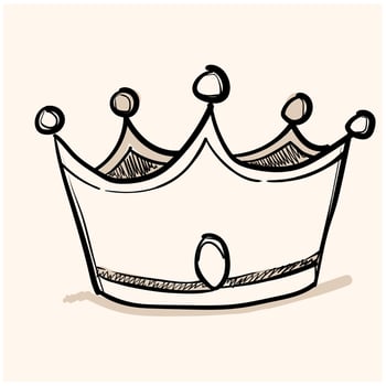 crown doodle icon with background cream vector