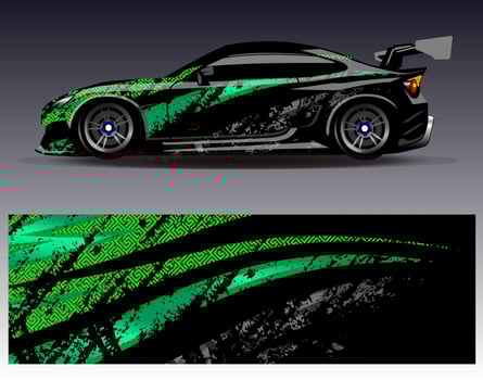 Car wrap design vector. Graphic abstract stripe racing background kit designs for wrap vehicle  race car  rally  adventure and livery vector
