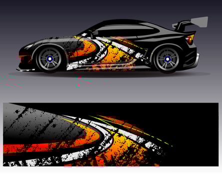 Car wrap design vector. Graphic abstract stripe racing background kit designs for wrap vehicle  race car  rally  adventure and livery vector