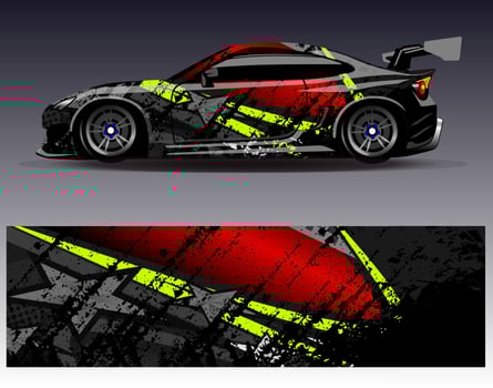 Car wrap design vector. Graphic abstract stripe racing background kit designs for wrap vehicle  race car  rally  adventure and livery vector