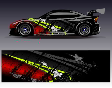 Car wrap design vector. Graphic abstract stripe racing background kit designs for wrap vehicle  race car  rally  adventure and livery vector