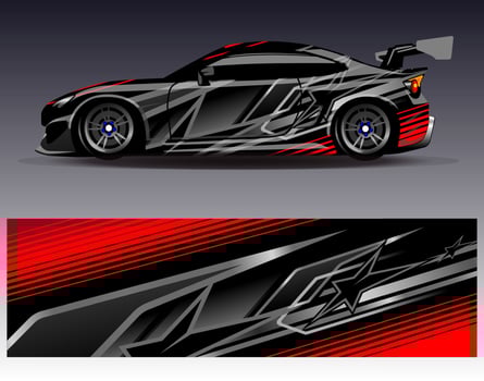 Car wrap design vector. Graphic abstract stripe racing background kit designs for wrap vehicle  race car  rally  adventure and livery vector