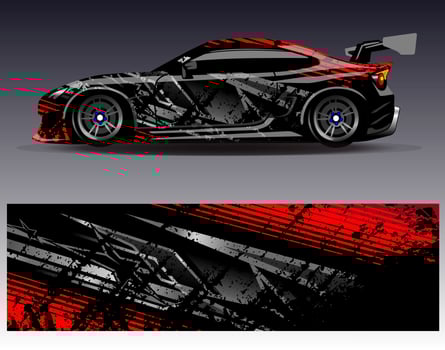 Car wrap design vector. Graphic abstract stripe racing background kit designs for wrap vehicle  race car  rally  adventure and livery vector