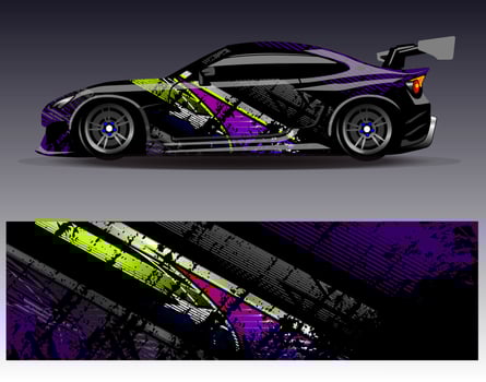 Car wrap design vector. Graphic abstract stripe racing background kit designs for wrap vehicle  race car  rally  adventure and livery vector
