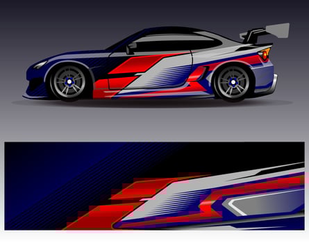 Car wrap design vector. Graphic abstract stripe racing background kit designs for wrap vehicle  race car  rally  adventure and livery vector