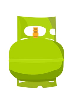 vector illustration of a 3 kilogram green gas cylinder