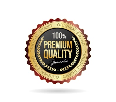 Best Quality golden badge isolated on white background vector