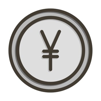 Yen Vector Thick Line Filled Colors Icon Design