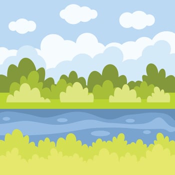River Bank Landscape, Isolated Background. vector