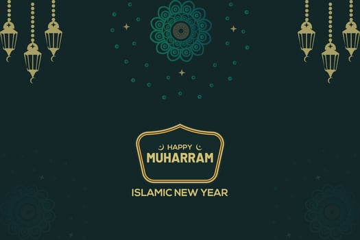 Happy islamic new year background.  Luxury golden arabesque style mandala pattern background. vector