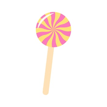 Spiral lollipop. Sweet candy pastel icon. Trendy y2k patch or sticker vector