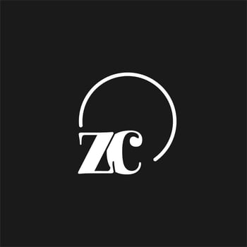 ZC logo initials monogram with circular lines, minimalist and clean logo design, simple but classy style vector
