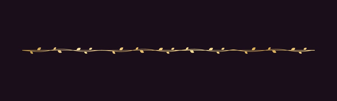 Gold vine separators border, text dividers. Floral line borders botanical luxury design element. vector