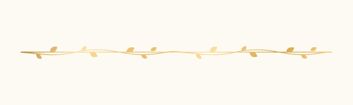 Gold vine separators border, text dividers. Floral botanical line borders elegant luxury design element. vector