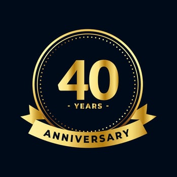 Fourty Years Anniversary Celebration Gold and Black Isolated Vector