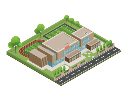 3D modern school or university. Isometric modern office building and architecture. png