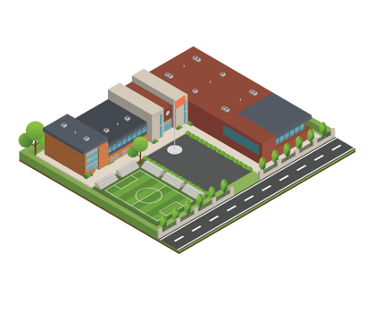 3D modern school or university. Isometric modern office building and architecture. png