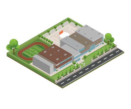 3D modern school or university. Isometric modern office building and architecture. png
