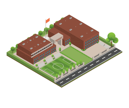 3D modern school or university. Isometric modern office building and architecture. png