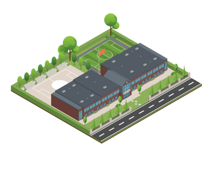 3D modern school or university. Isometric modern office building and architecture. png
