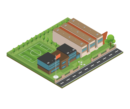3D modern school or university. Isometric modern office building and architecture. png