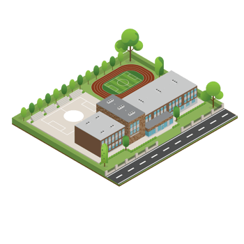 3D modern school or university. Isometric modern office building and architecture. png