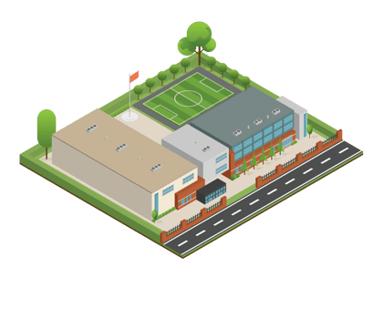 3D modern school or university. Isometric modern office building and architecture. png