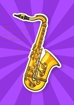 Sticker of classical music wind instrument saxophone vector