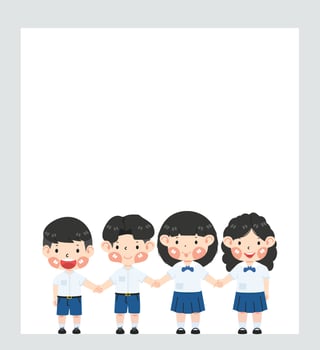 Kid students Friends Hold Hands background vector