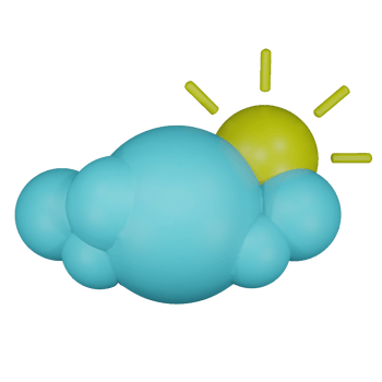 sunny cloudy weather illustration in 3d style. png