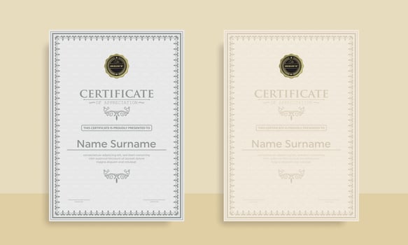 Diploma Certificate of achievement template in vector with Thai outline. Award Templates, achievements for companies, Best Prize Documents. Illustration Templates