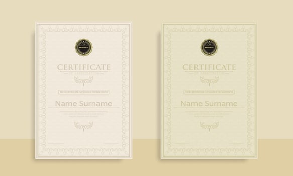Diploma Certificate of achievement template in vector with Thai outline. Award Templates, achievements for companies, Best Prize Documents. Illustration Templates