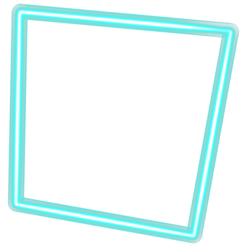 Glowing neon square for your decoration. Neon light, square frame, blank space for text, ultraviolet spectrum. png