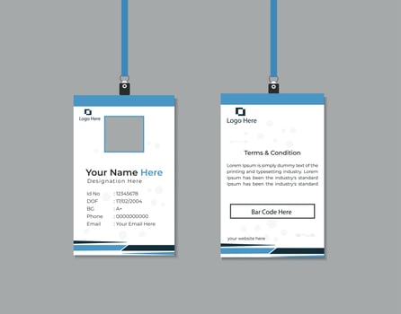 Blue Color School and College Student Id Card Design vector