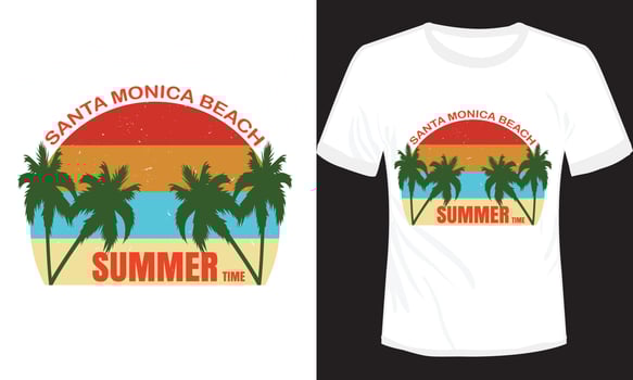 Santa Monica Beach Summer T-shirt Design Vector Illustration