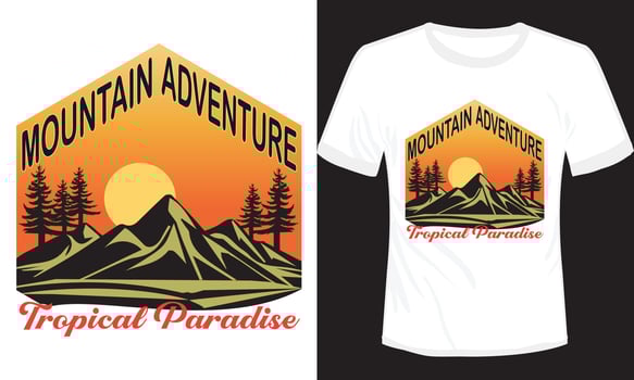 Mountain Adventure Tropical Paradise T-shirt Design Vector Illustration