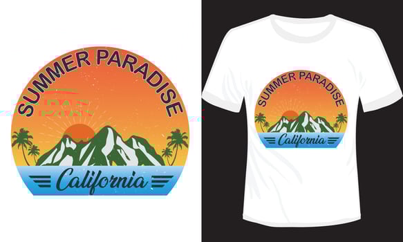 Summer Paradise California Mountain Vector Illustration