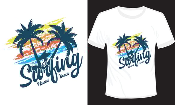 Surfing California Hawaii Beach T-shirt Design vector