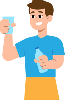 Man Drinking water Cartoon Style illustration. png