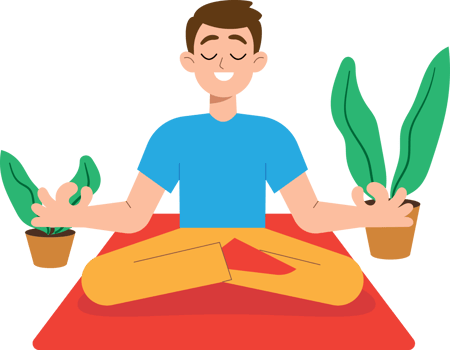Meditating Man Cartoon Style illustration. png