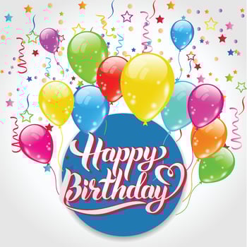 Birthday invitation with multicolor balloons design vector