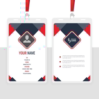 Modern Office Id Card Design Template with red and black color vector